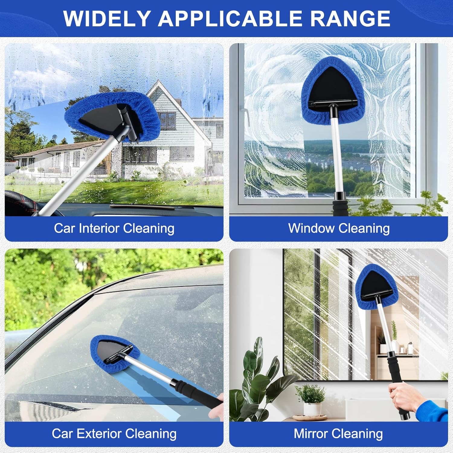 Windshield Cleaning Tool Kit Car Window Glass Wiper Cleaner Brush Pad Extendable