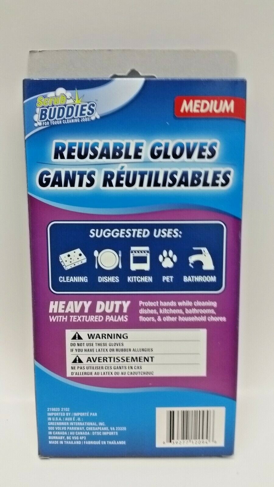 2 Pack SCRUB BUDDIES PINK HEAVY DUTY REUSABLE LATEX GLOVES SIZE MEDIUM 1Pair/Pk