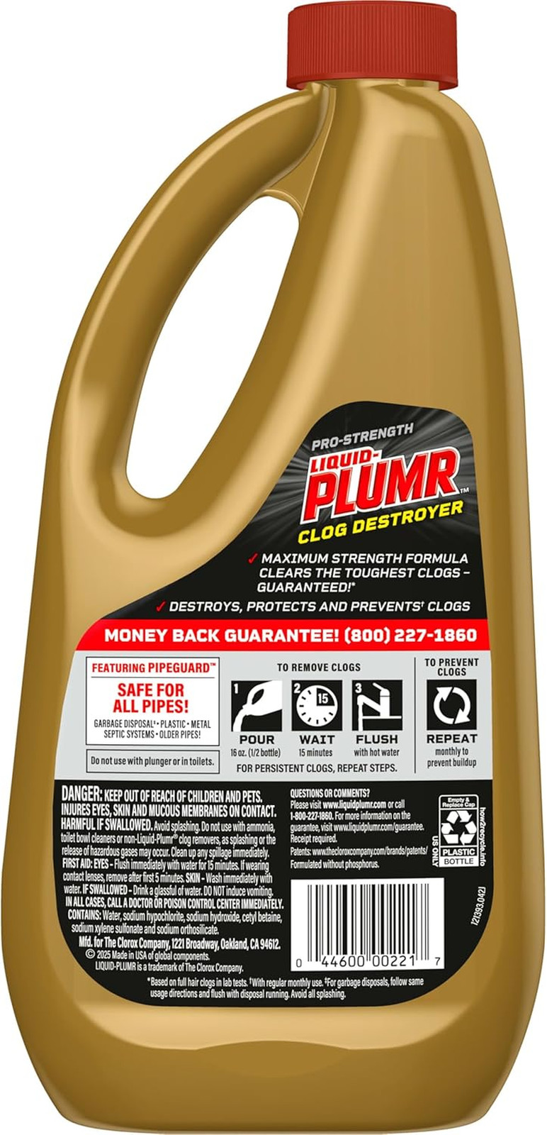 Liquid-Plumr Pro-Strength Clog Destroyer, Liquid Drain Cleaner, 32 Fluid Ounces