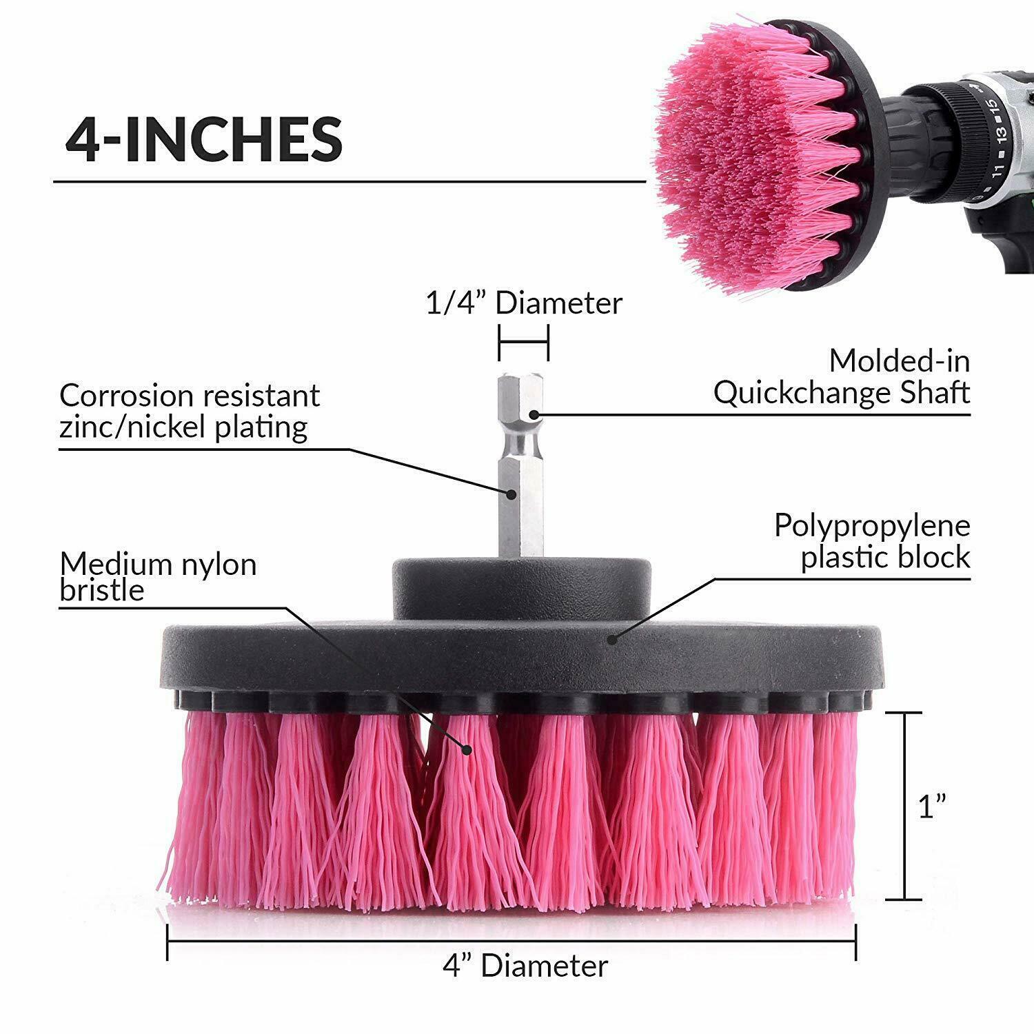 Car Wash Brush Hard Bristle Drill Auto Scrubber Detailing Cleaning Tools Nylon