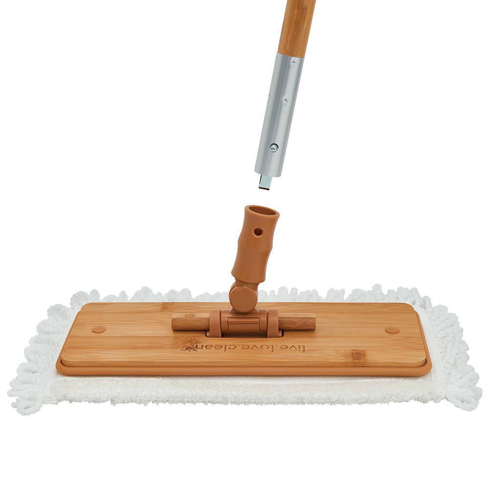 Harper Microfiber Flat Mop Bamboo Handle Hanging Loop Refill Pad 12.8 in. Wide