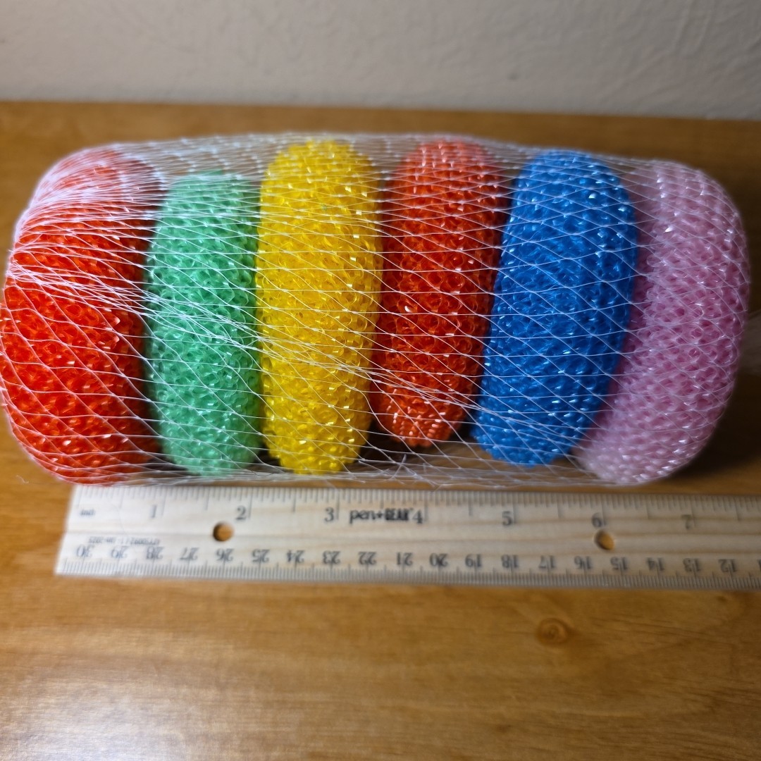 6pcs Nylon Plastic Round Scrubber Kitchen Cleaning Plastic Pot Pan Dish Washer