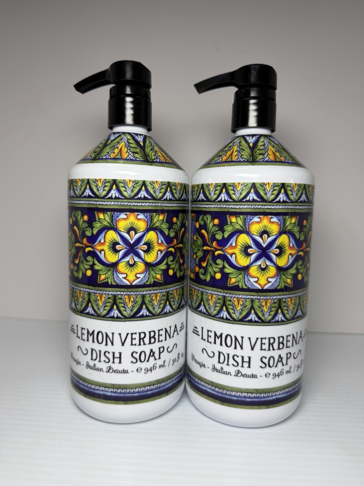2-Pack Home & Body ~ Lemon Verbena Dish Soap 32 floz each Italian Deruta Perugia