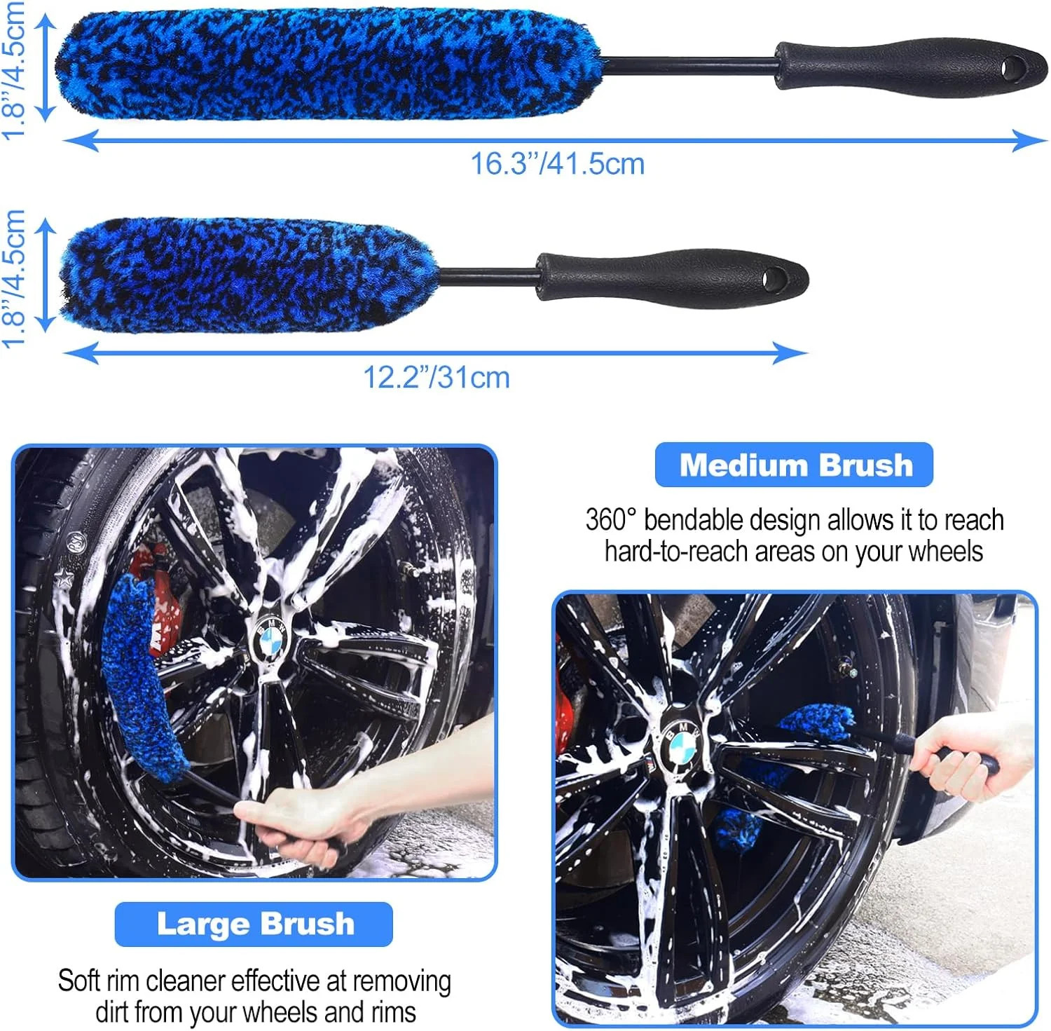 12Pcs Wheel Brush Kit for Cleaning Wheel and Tire, Wheel and Rim Brush, Car Deta