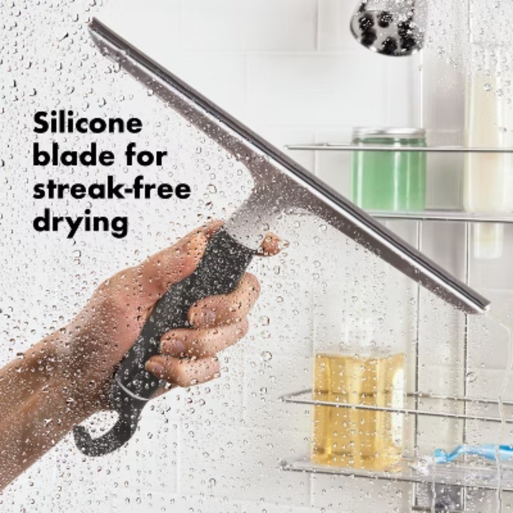 Wiper Blade Squeegee Gray/White – rotating hook for storage on showerheads