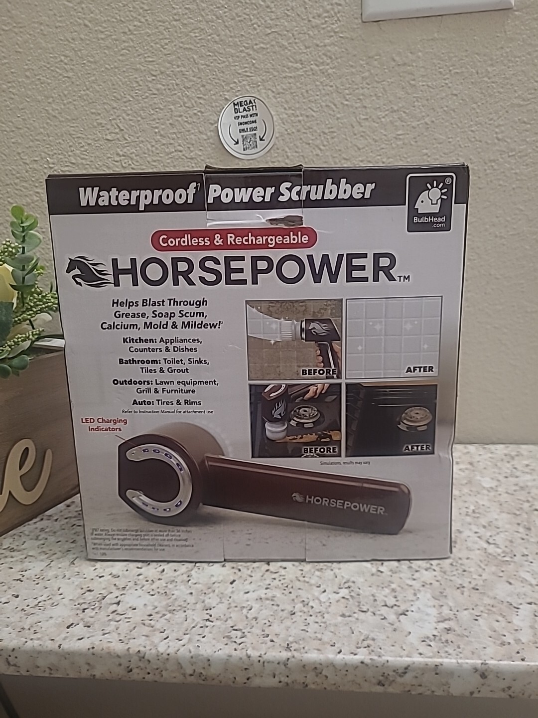 Ruby Horsepower Handheld Cordless Rechargeable Spinning Power Scrubber