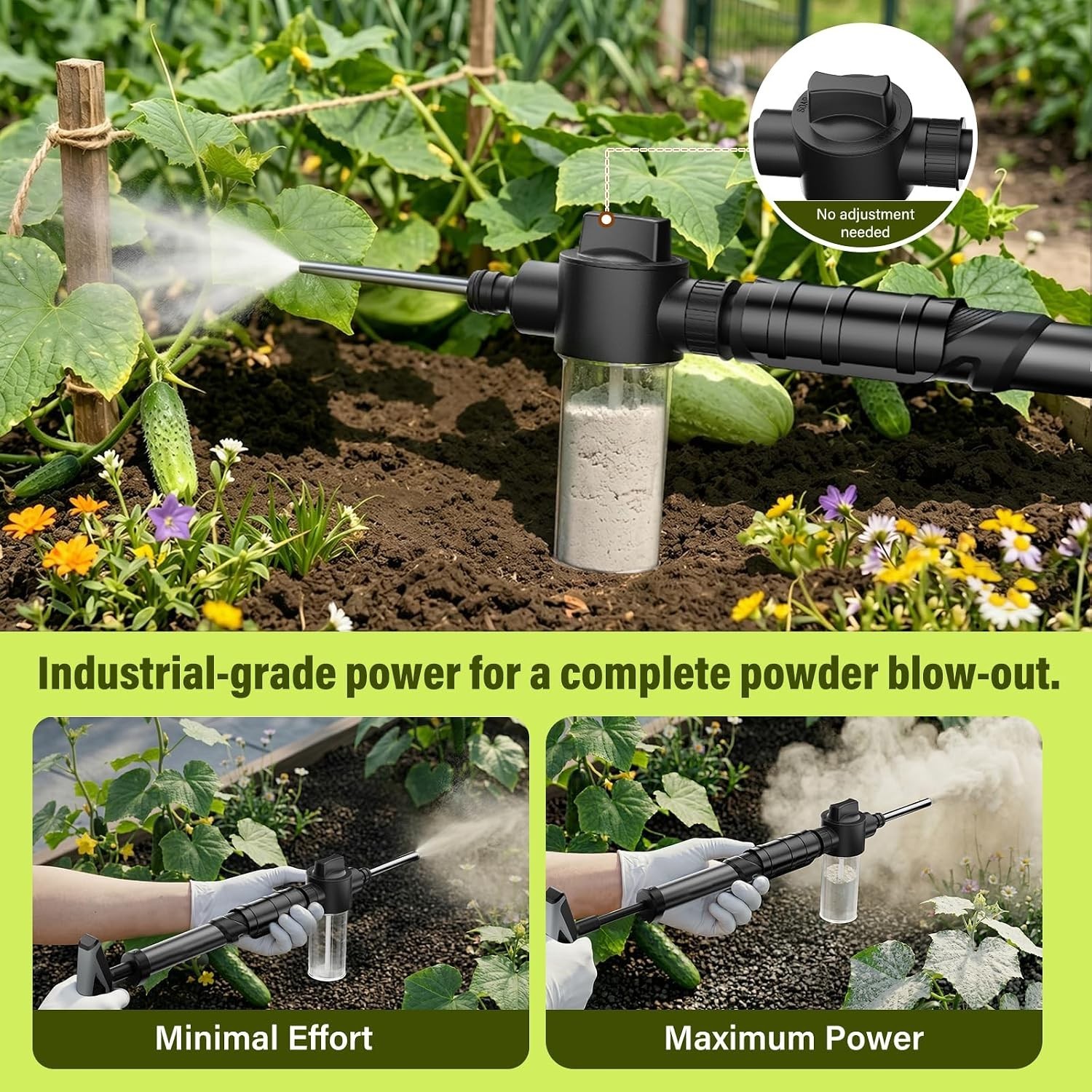 Diatomaceous Earth Powder Duster, Adjustable Up to 4 FT Reach, Multi-Purpose Pum