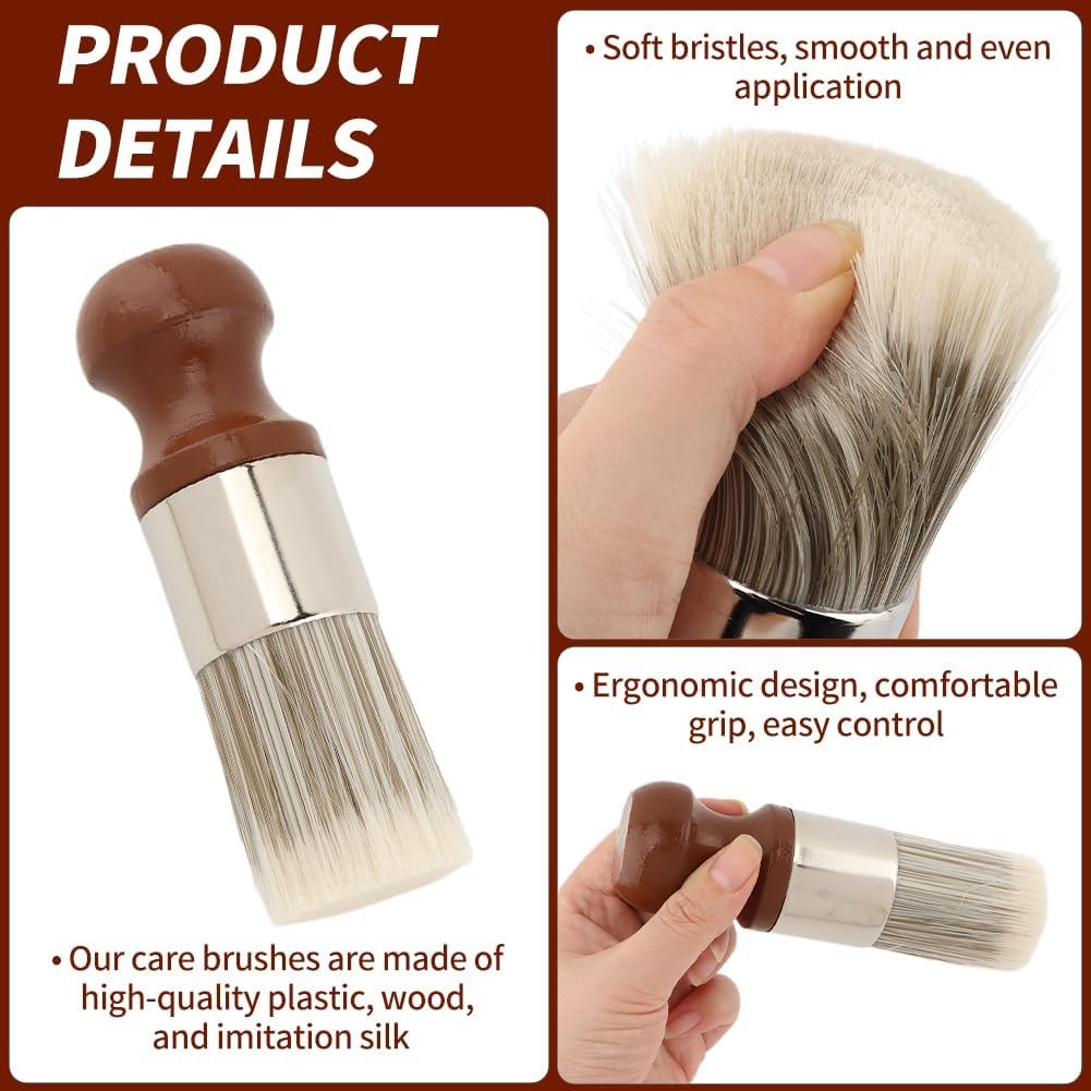2Pcs Leather Cleaning Brushes with Gloves, Furniture Wax Brush for Wood & Car