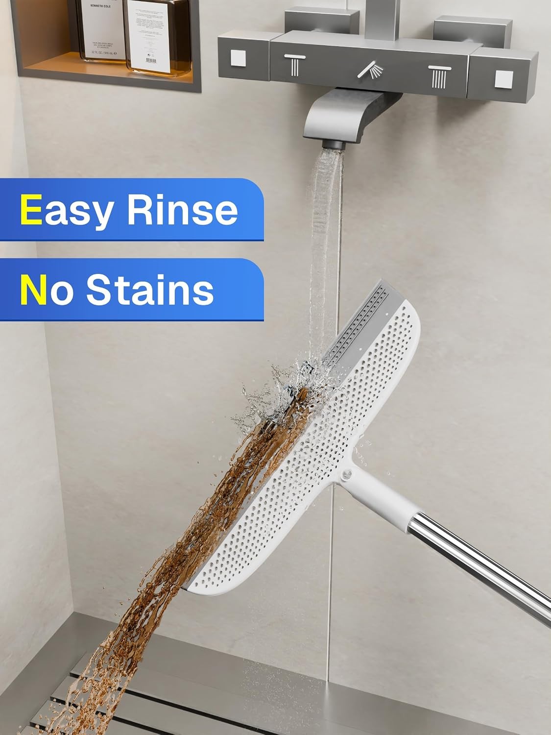 Silicone Floor Squeegee, 180° Rotating Air Broom, Squeegee for Floor with a Long