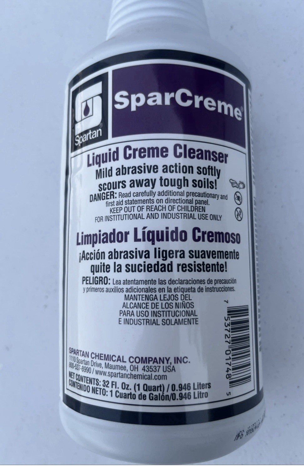Lot Of 12 Heavy Duty Cleaner 1 Qt. Ea. SparCreme Mild Abrasive For Tough Soils