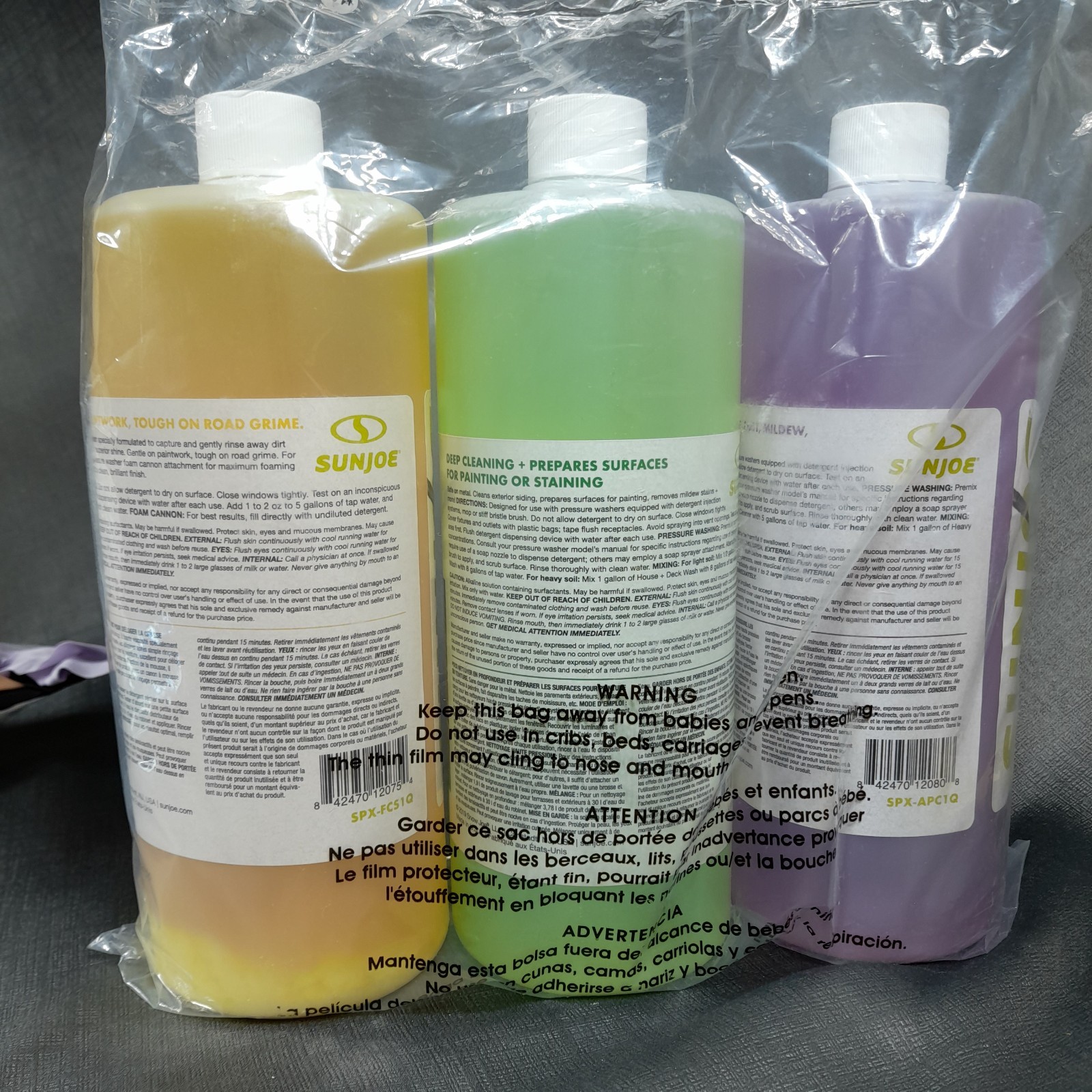 Sun Joe 3 Pack Pressure Washer Concentrate Formula, Biodegradable Detergent Trio