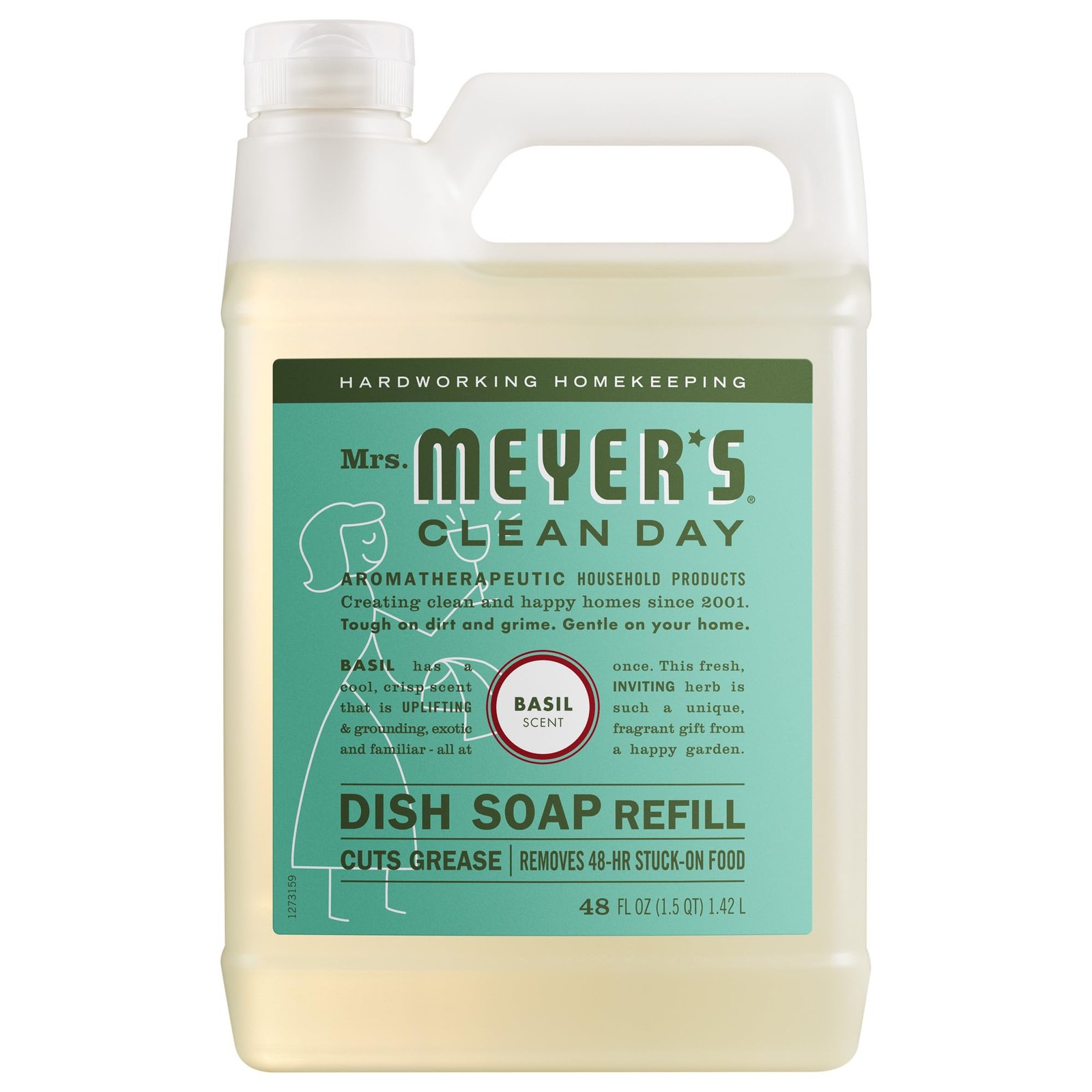 MRS. MEYER’S CLEAN DAY Liquid Dish Soap Refill, Basil, 48 fl. oz