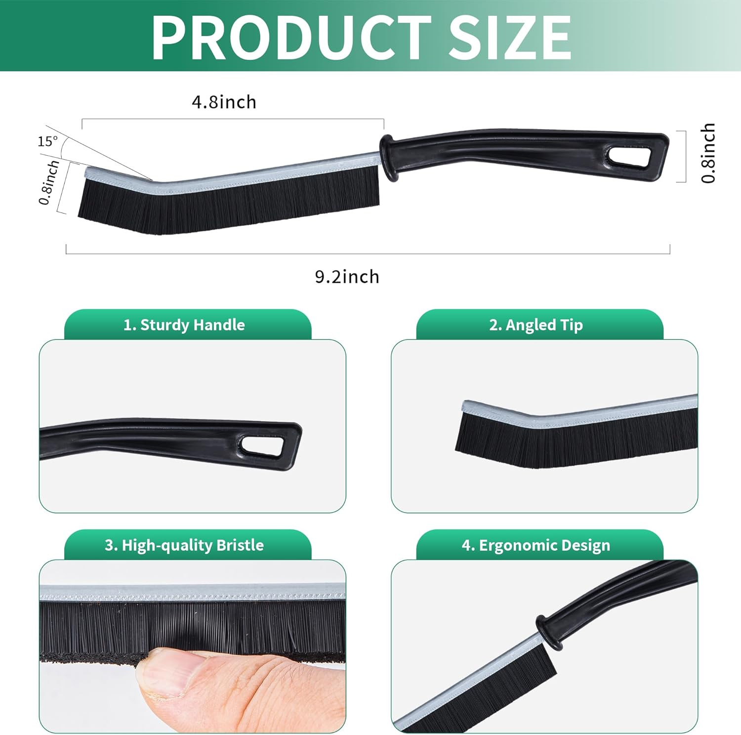 6-Pack Hard Bristle Crevice Cleaning Brush, Best Tool for Cleaning Grout, Gaps,