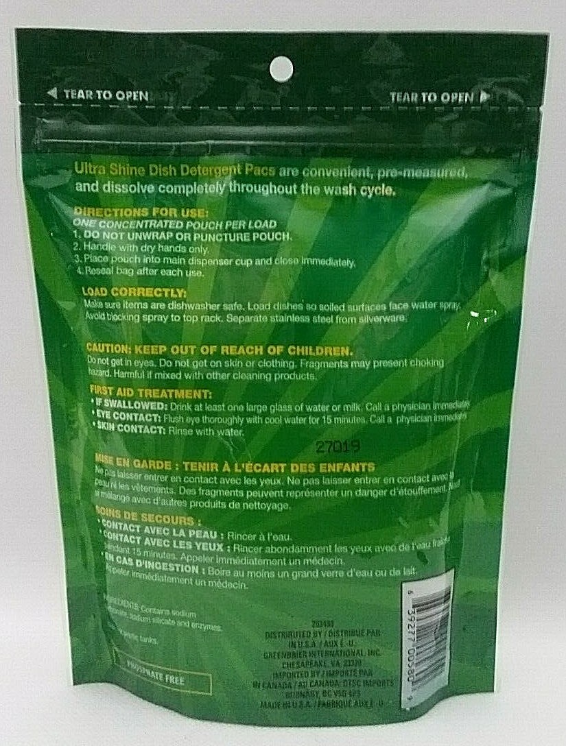 Ultra Shine Dishwasher Detergent Fresh 10-ct/Pack Clean Dishes NEW SEALED