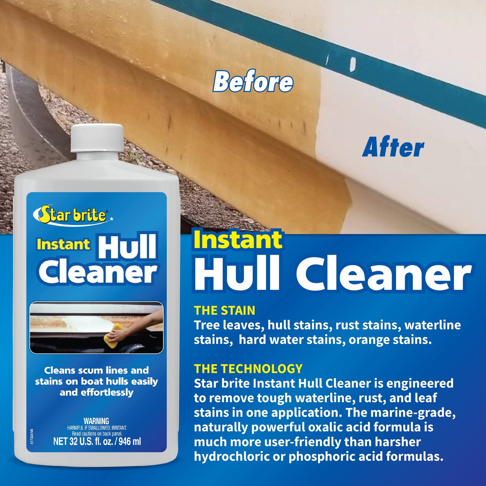 STAR BRITE Instant Hull Cleaner – Easily Remove Stains, Scum Lines & Grime…