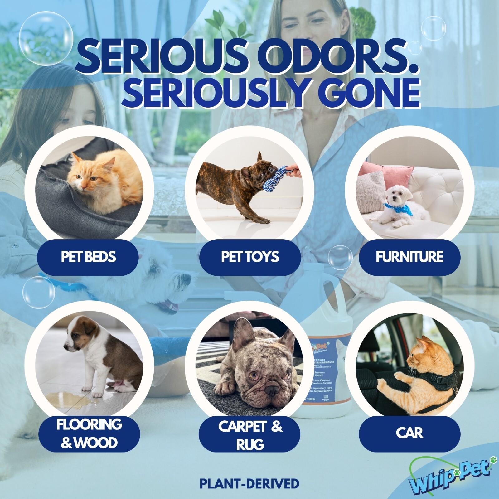 Whip-Pet® Pet Stain & Odor Remover Gallon Size NEW IMPROVED FORMULA