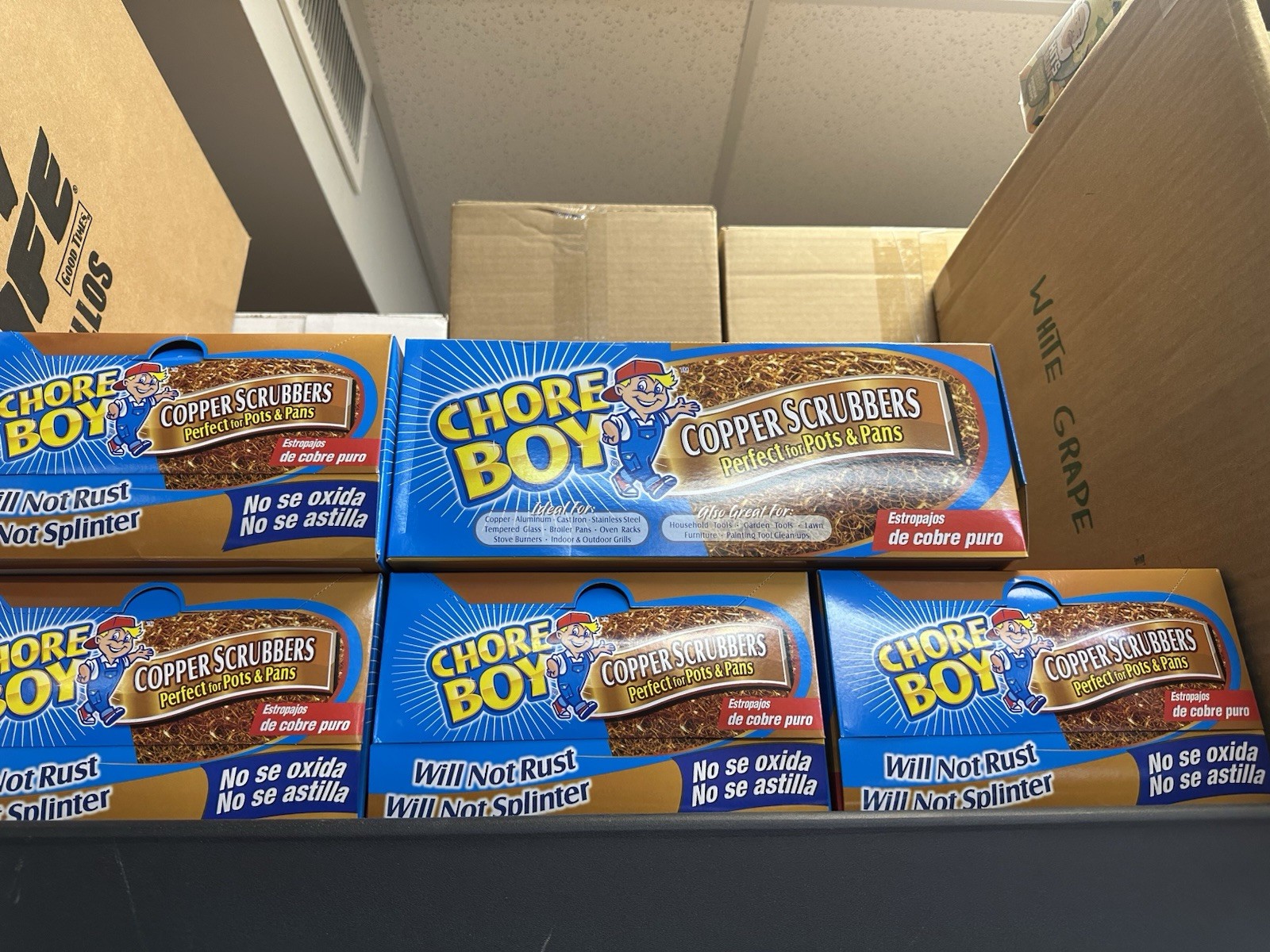 LOT OF 6 CHORE BOY COPPER SCRUBBER 100% COPPER DISPLAY BOXES 36 COUNT- 216 Count