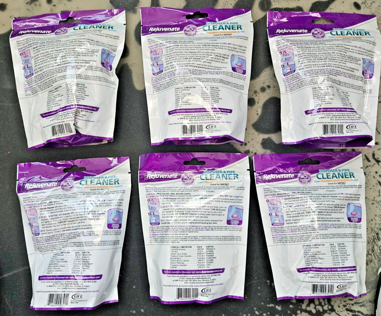 Rejuvenate Lavender Scent Disposer and Pipe Cleaner 6Pc. per Bag 6 Pack