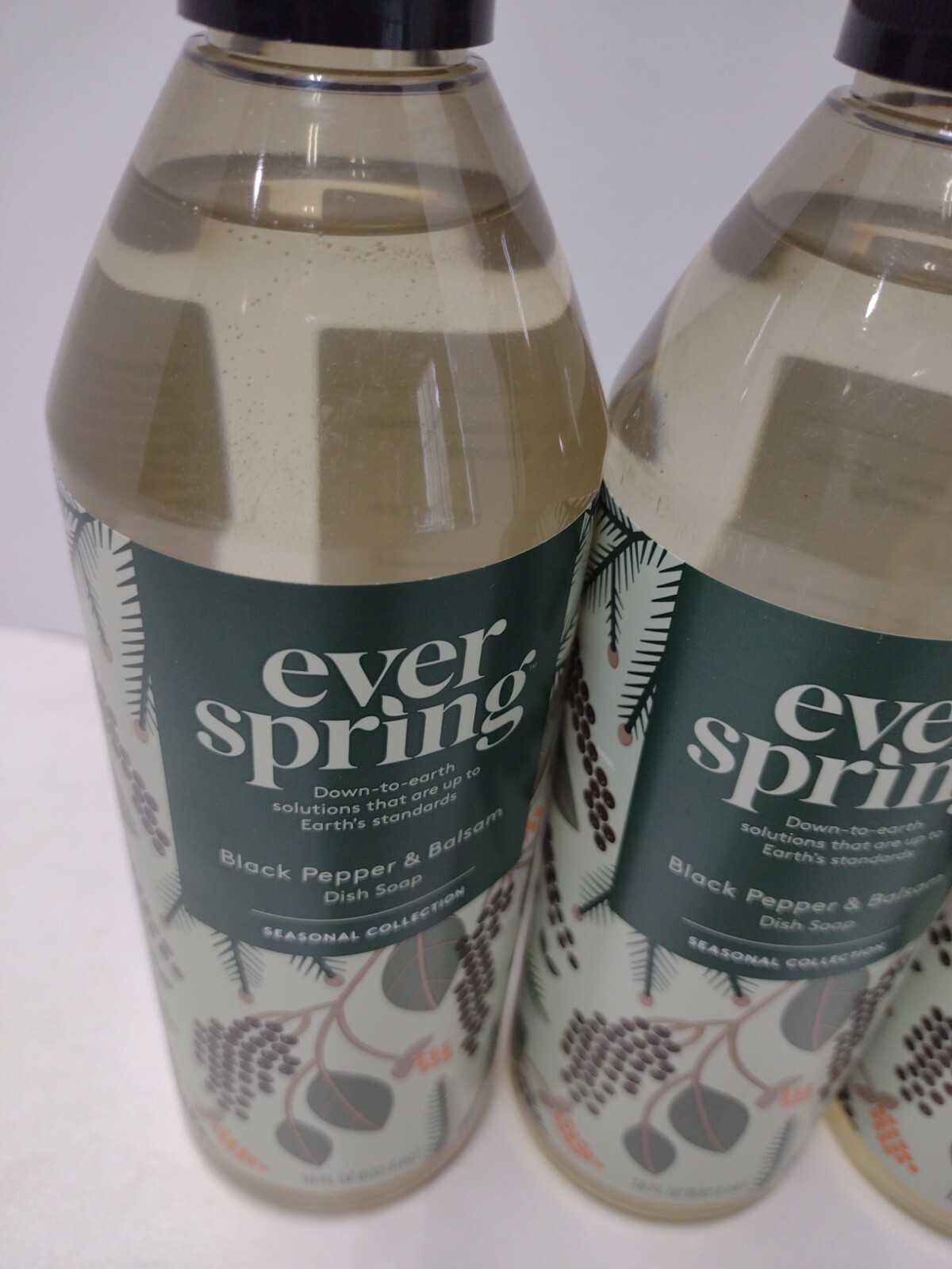 Lot of 4 Everspring Black Pepper & Balsam Liquid Dish Soap + Bonus