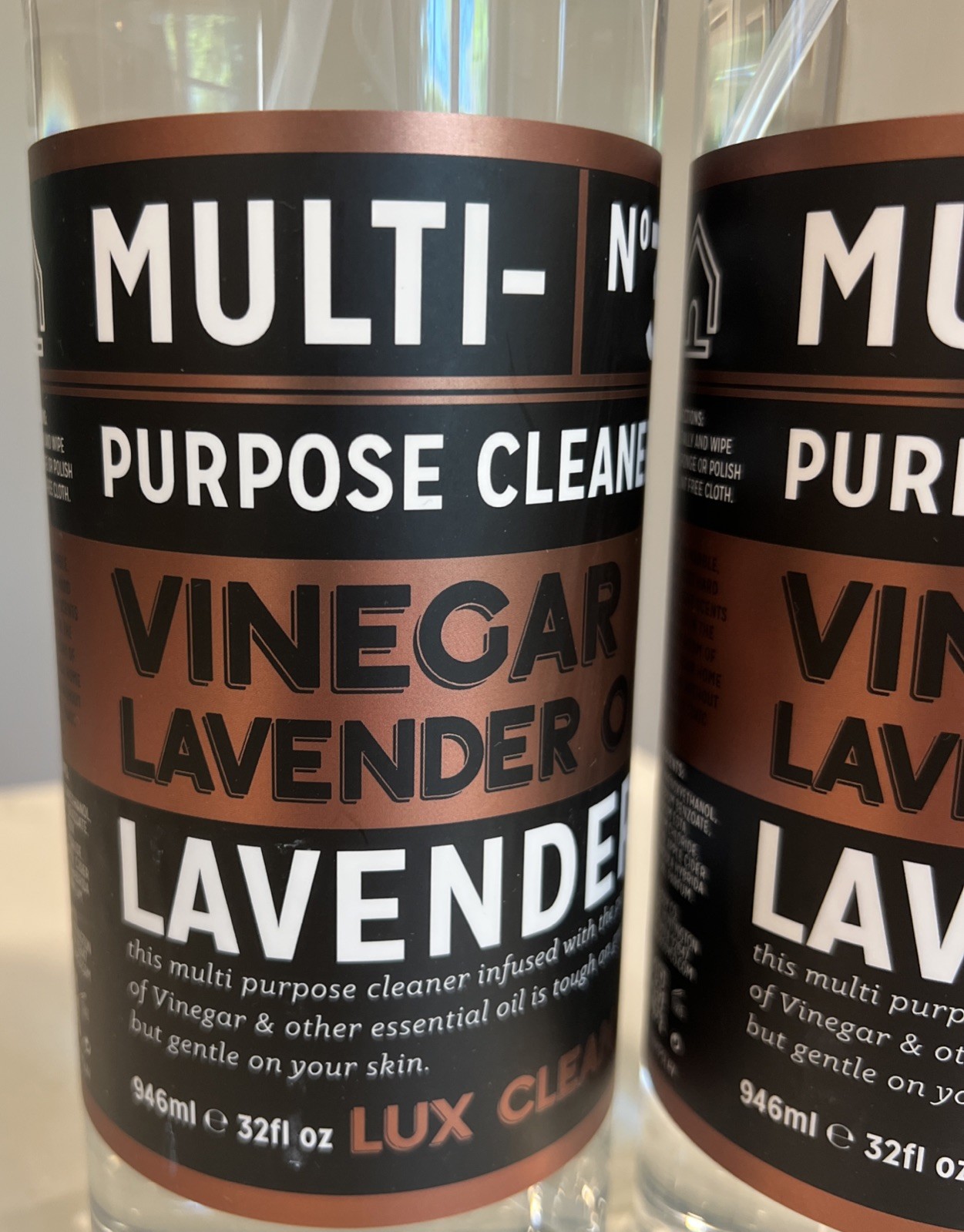 (2x LOT) Lux Clean Vinegar Lavender Oil Kitchen Multi-Purpose Spray Cleaner 32oz