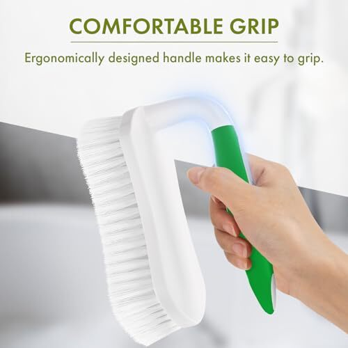 Scrub Brush for Cleaning Comfort Grip Shower Scrubber Stiff 2-Pack Green+green