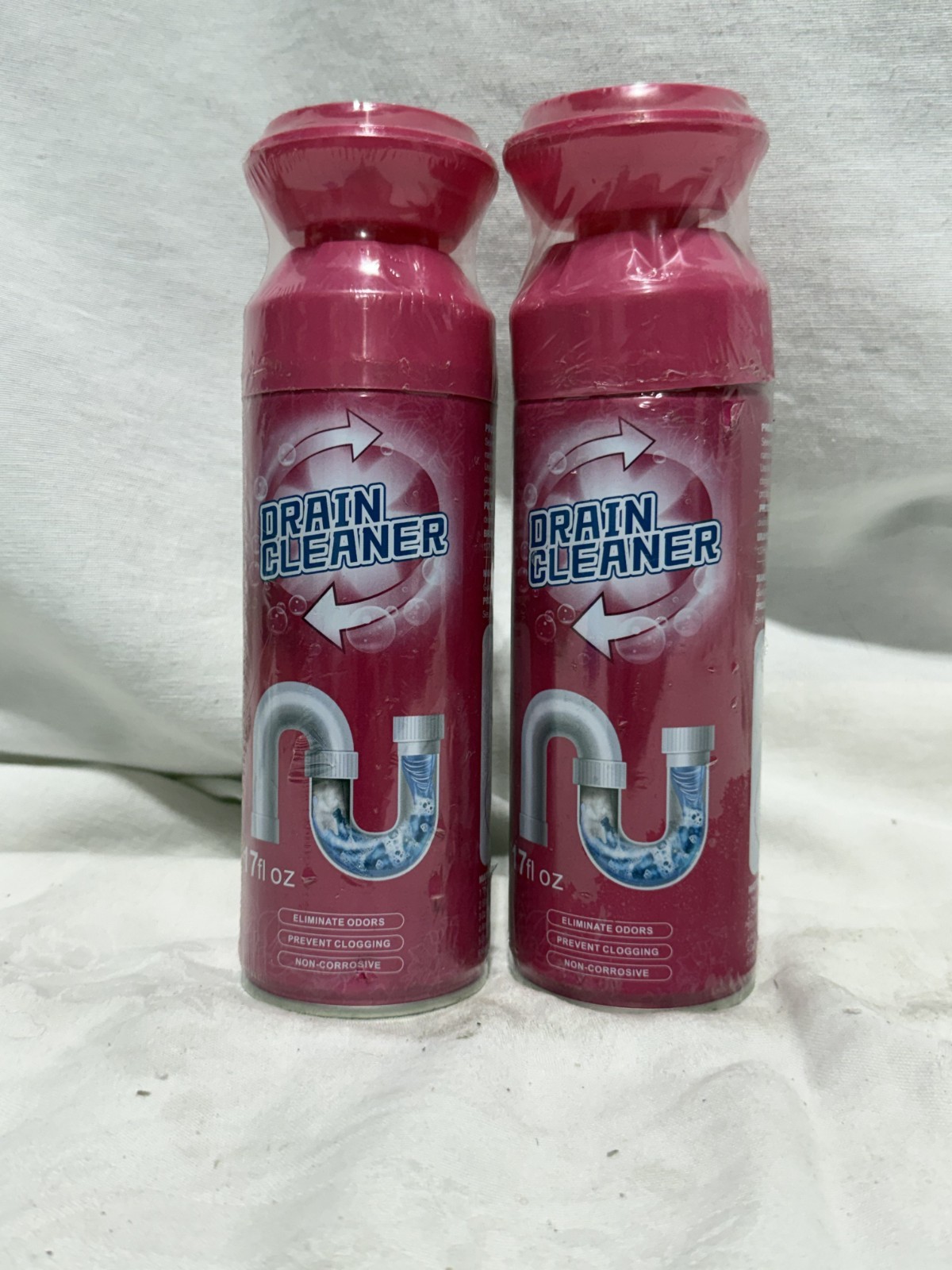 2-Pack Pressurized Foam Drain Cleaner 17 oz Non-Corrosive Clog Remover Aerosol