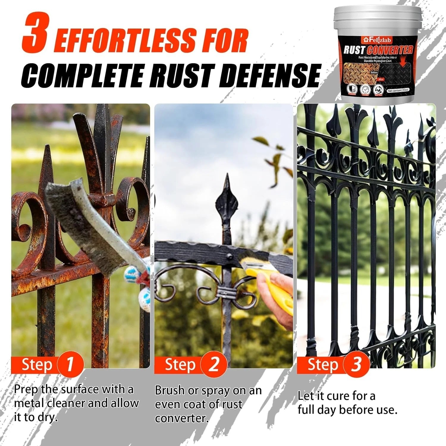 2-In-1 Rust Converter & Metal Primer, 35 Floz Automotive Rust Remover Paint for