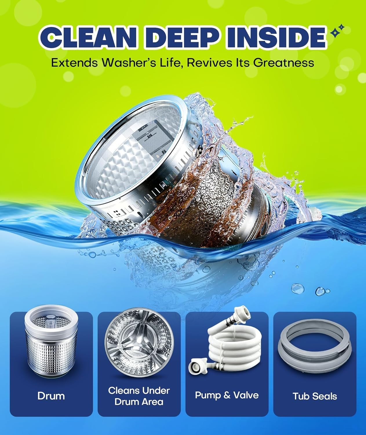 Deep Cleaning Washing Machine Cleaner Tablets No More Odor & Pet Fur Washing