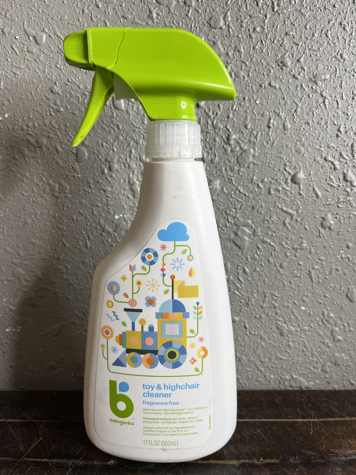 Babyganics Toy & Highchair Cleaner Fragrance Free Plant-Based Spray 17 FL OZ
