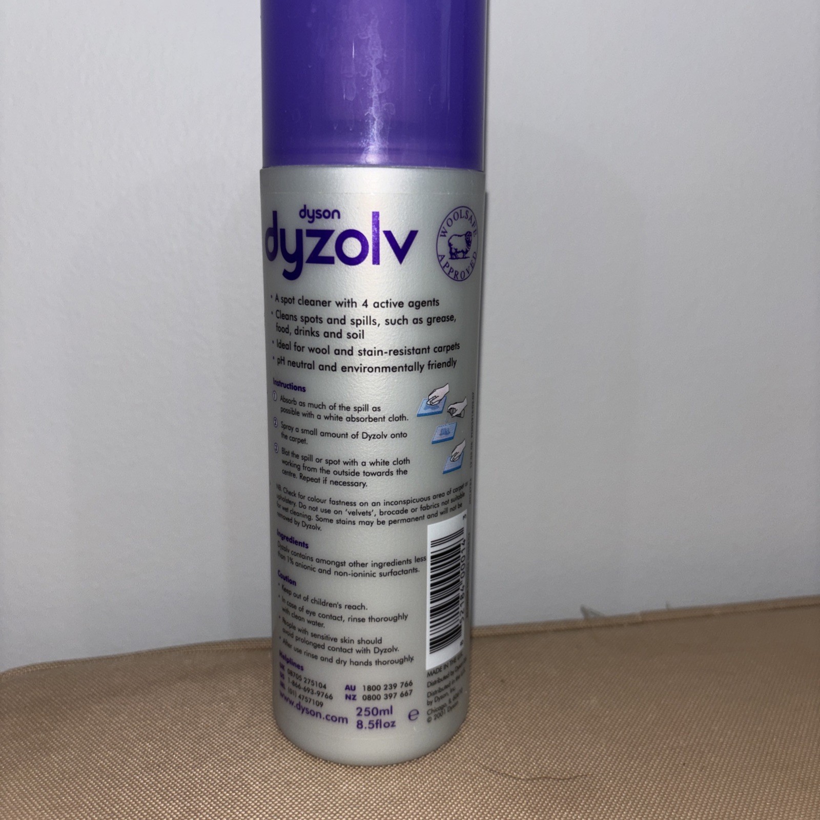 NEW Dyson Dyzolv Spot Spray Cleaner Carpets & Rugs 4 Active Agents 8.5 oz New