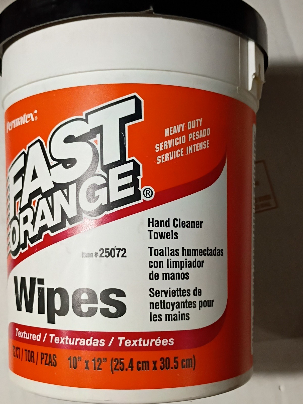 Fast Orange Hand Cleaner Wipes, 72-Count Container 25072 Each Wipe 10 X 12 Inch