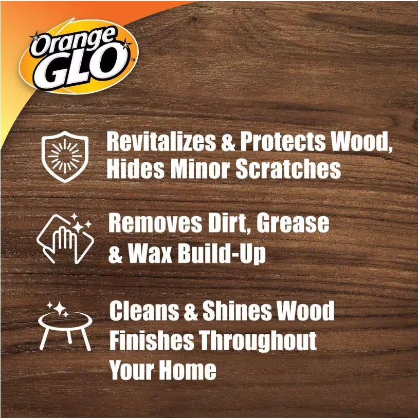 Orange GLO Wood Furniture 2-in-1 Clean & Polish Pure Valencia Orange Oil – 4 Pc.