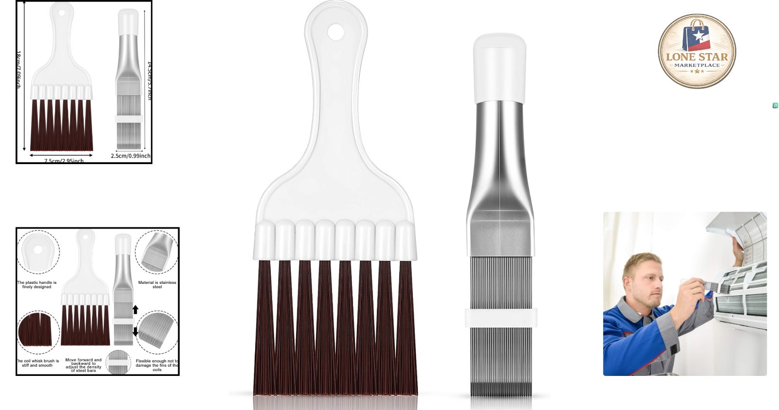 2-Piece Air Conditioner Fin Comb & Coil Cleaning Brush – Essential Home Care