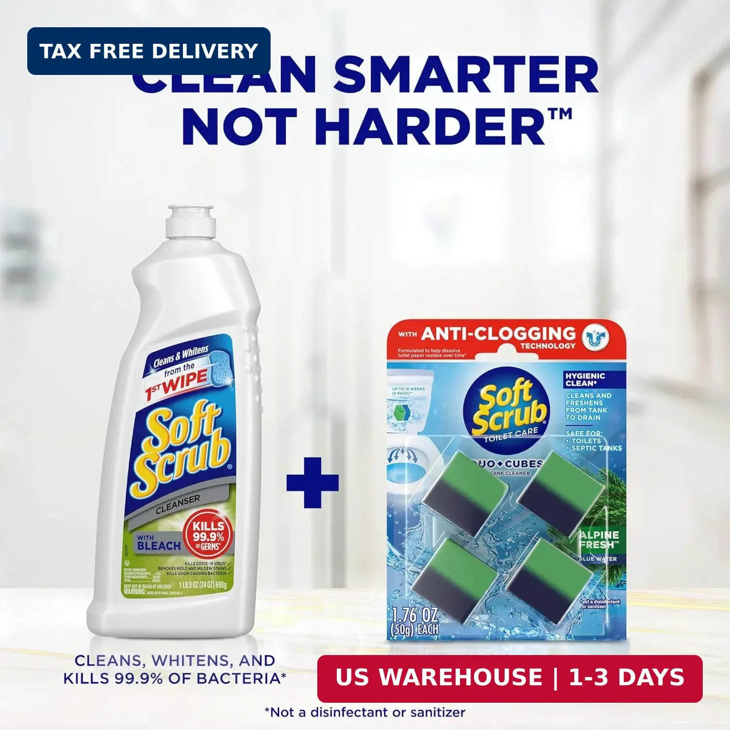 Soft Scrub in-Tank Toilet Cleaner Duo-Cubes, Alpine Fresh, 4Count