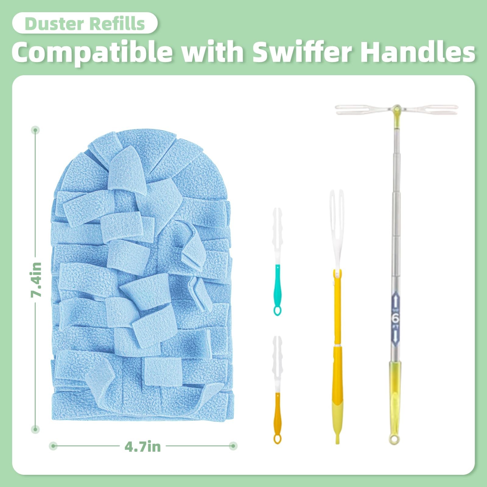 12 PCS Fleece Reusable Duster Refills with Swiffer Handle, Washable Heavy Dut…