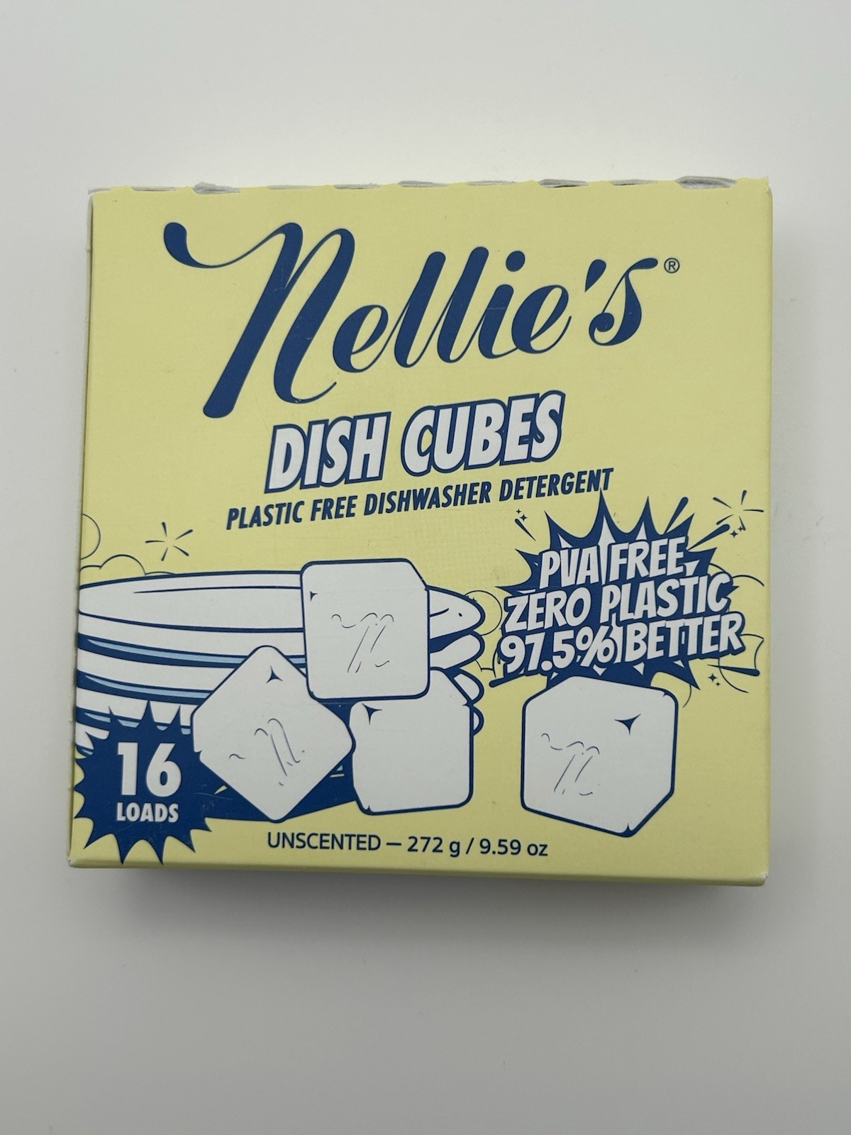 Nellie’s Auto Dish Cubed Dishwasher Cubes, Unscented, 3 Packs 48 Loads Total