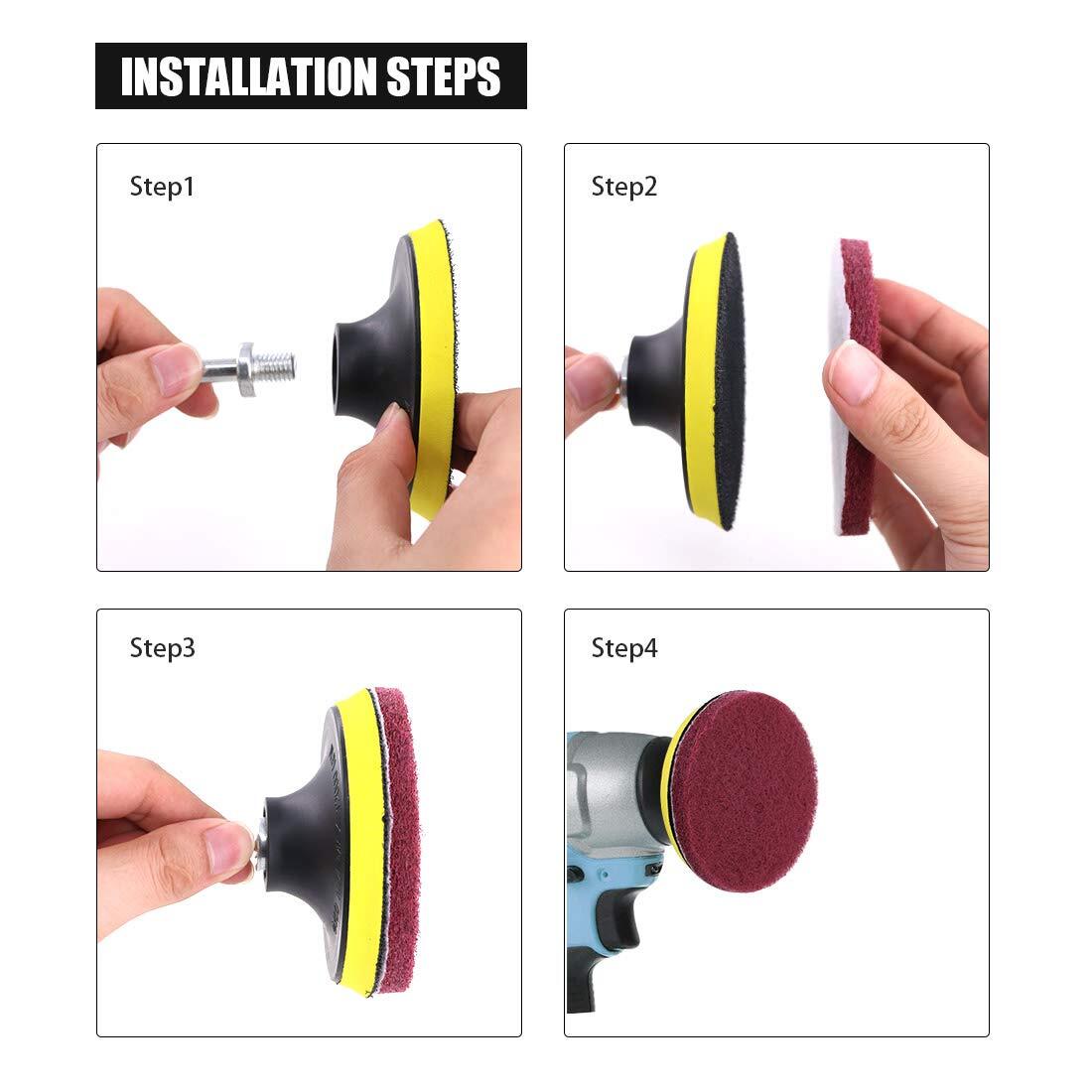 16pcs 4 Inch Drill Power Brush Tile Scrubber Scouring Pads Cleaning Kit With 4 I