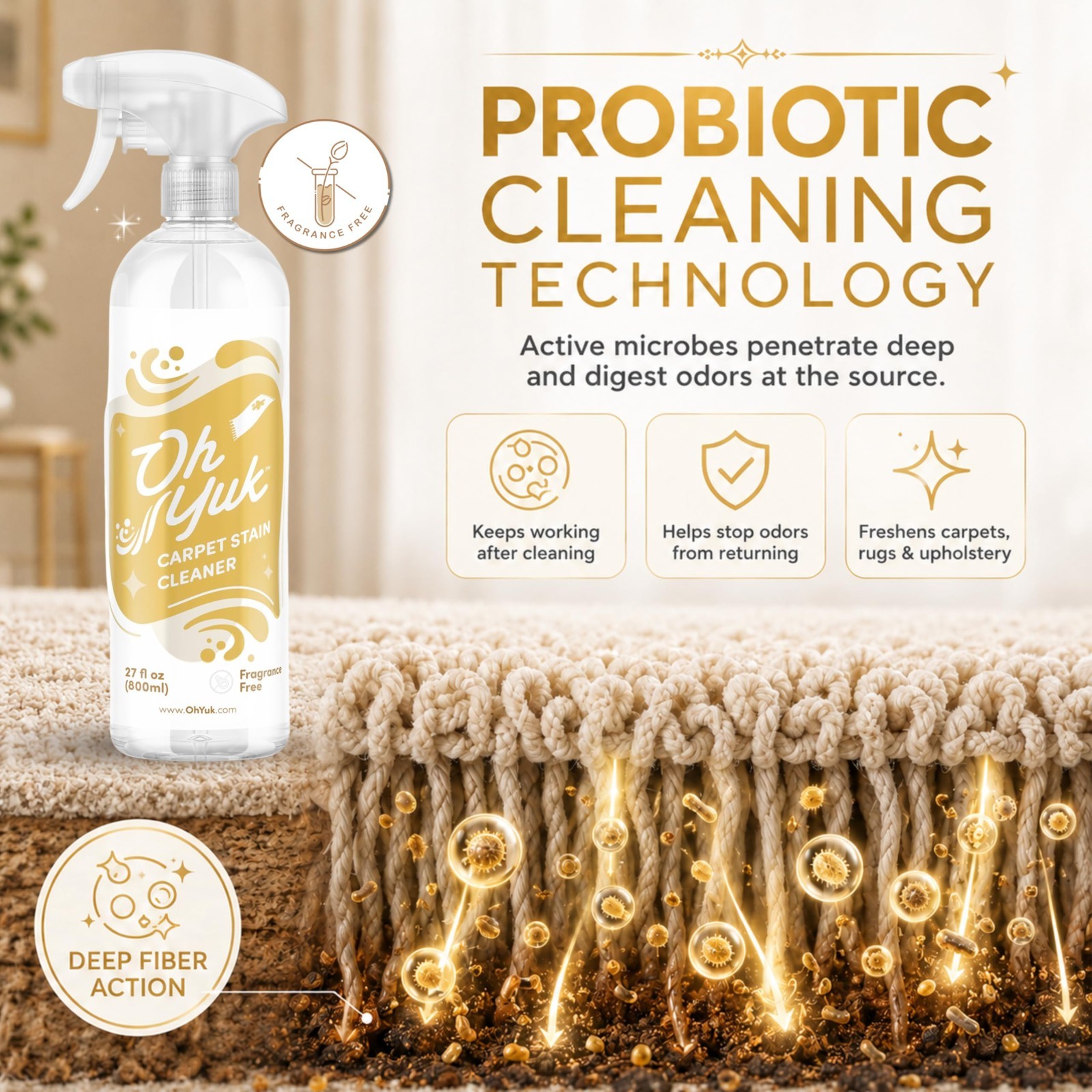 Instant Carpet Stain Remover Spray – Upholstery & Rug Cleaner for Spots & Old St