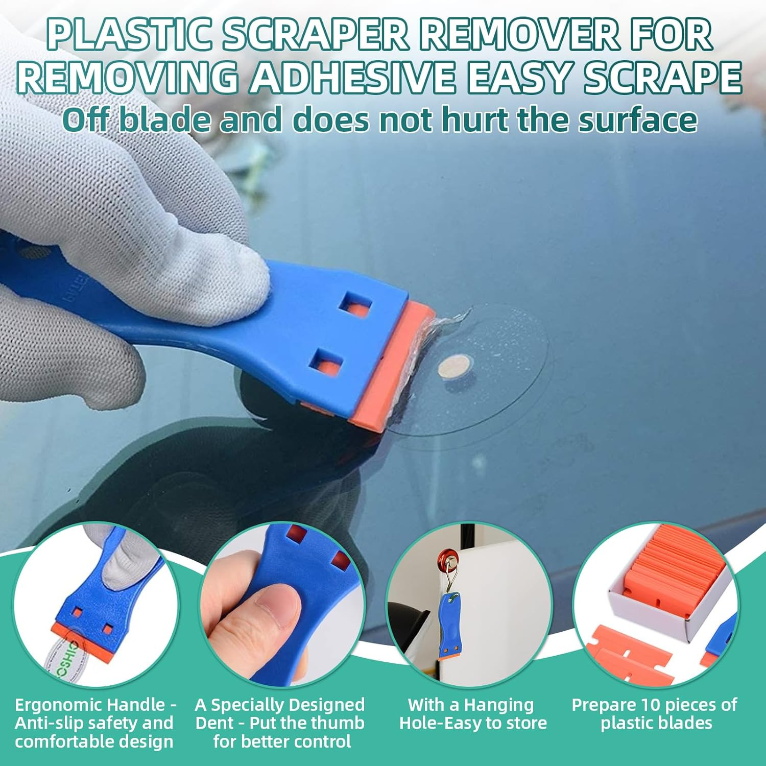 Adhesive Remover Spray, 4.06 Oz Glue Remover with Plastic Scraper and Towel, Sur