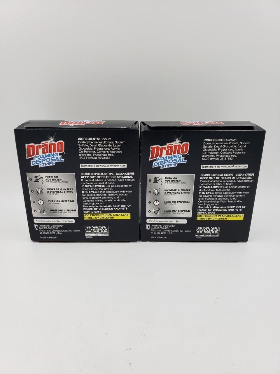 Drano Foaming Disposal Strips Clean Citrus Fragrance 8 Strips Per Box – Lot of 2