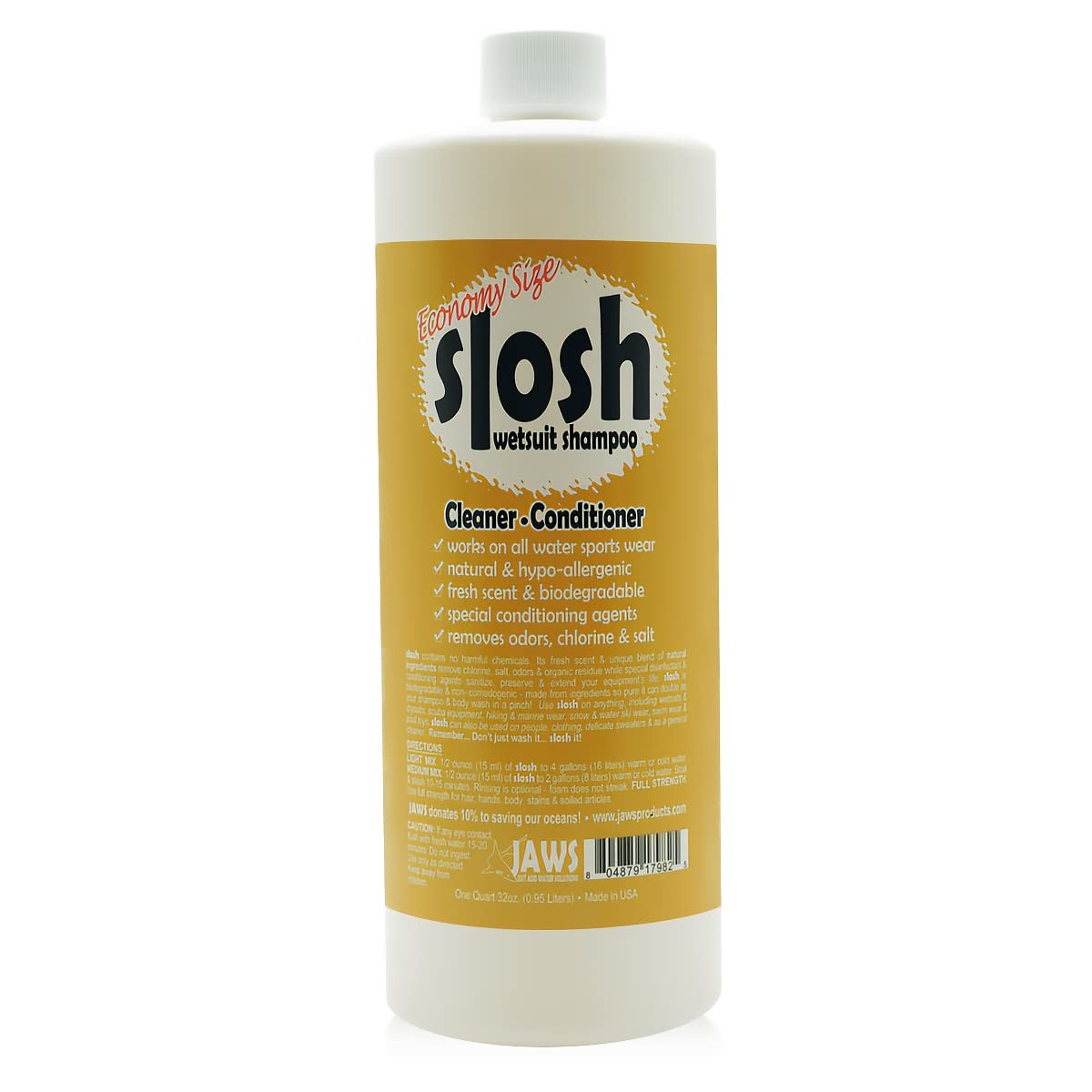 Just Add Water Jaws Slosh (Wetsuit Shampoo) 32 Ounce Cleaner Conditioner, Econom