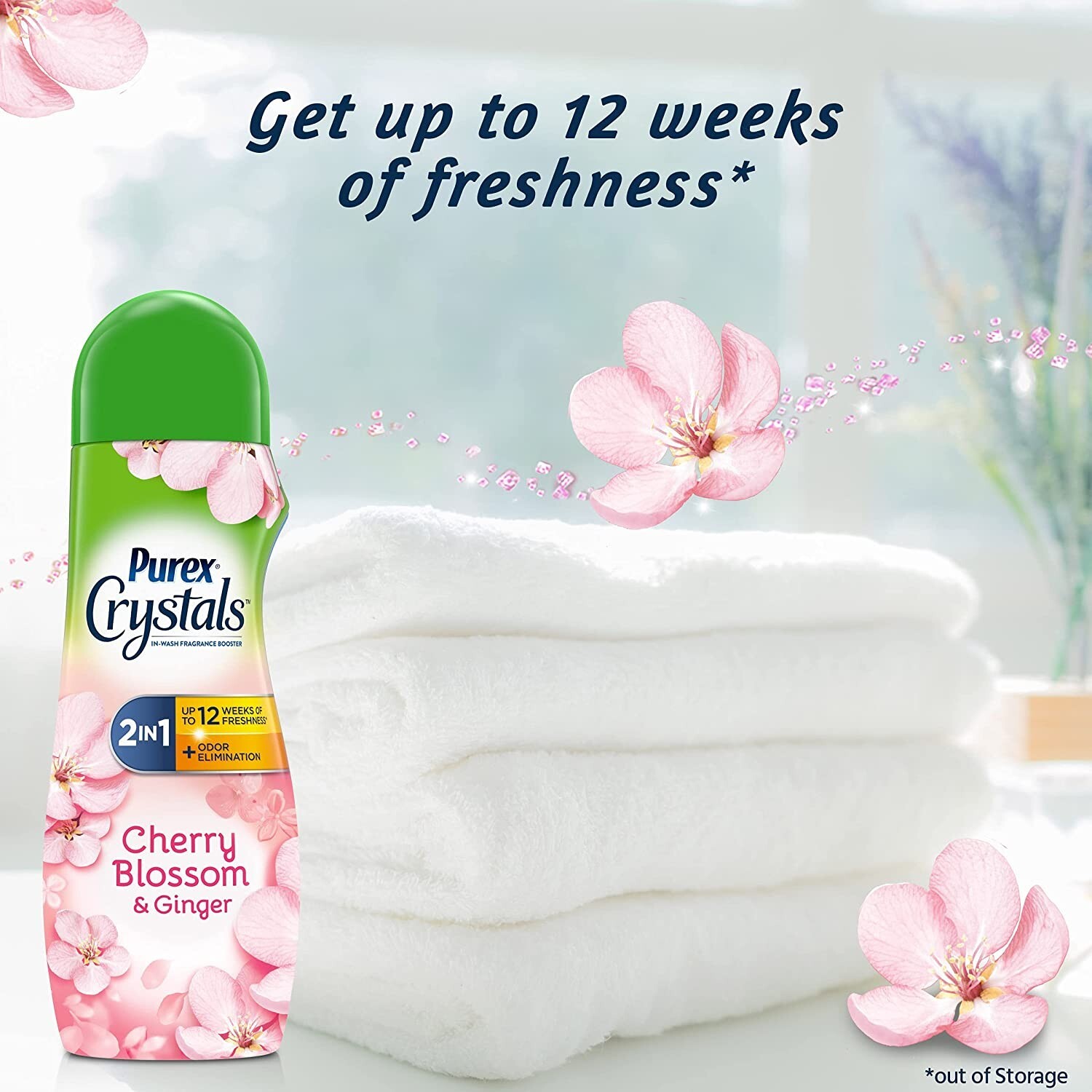 Purex Crystals in-Wash Fragrance and Scent Booster, Cherry Blossom & Ginger 21oz