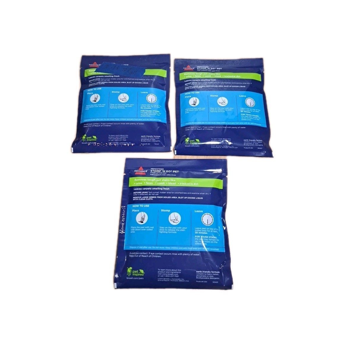 BRAND NEW 3-PACK Bissell Stomp ‘N Go Pet Lifting Pads + Oxy Stain Removal