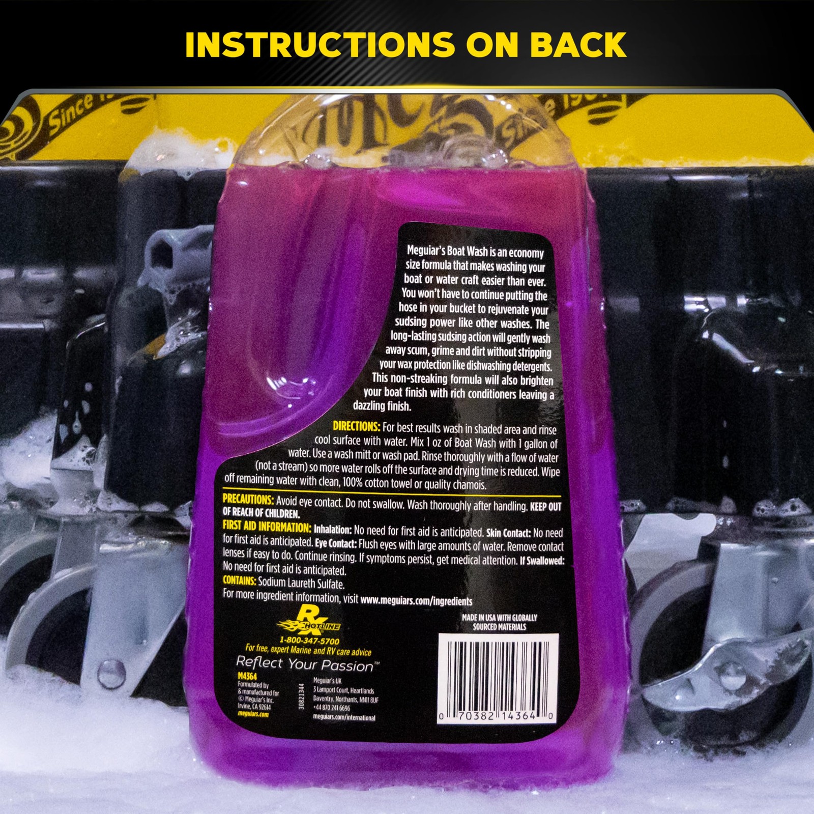 Meguiar’s M43 Marine/RV Boat Wash, pH-Balanced 64 Fl Oz (Pack of 1), PURPLE