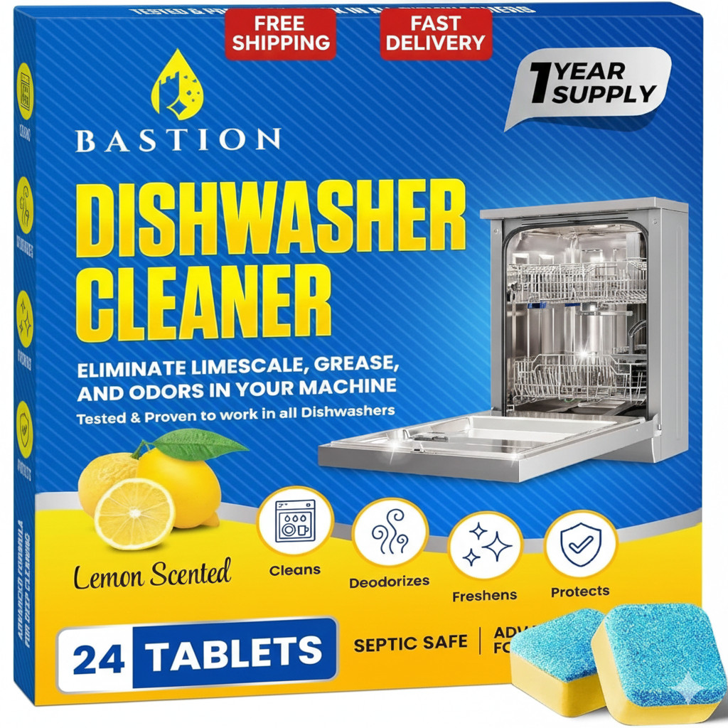 Dishwasher Cleaner Tablets – 24 Tablets (1-Year Supply) Lemon-Scented, Heavy Dut