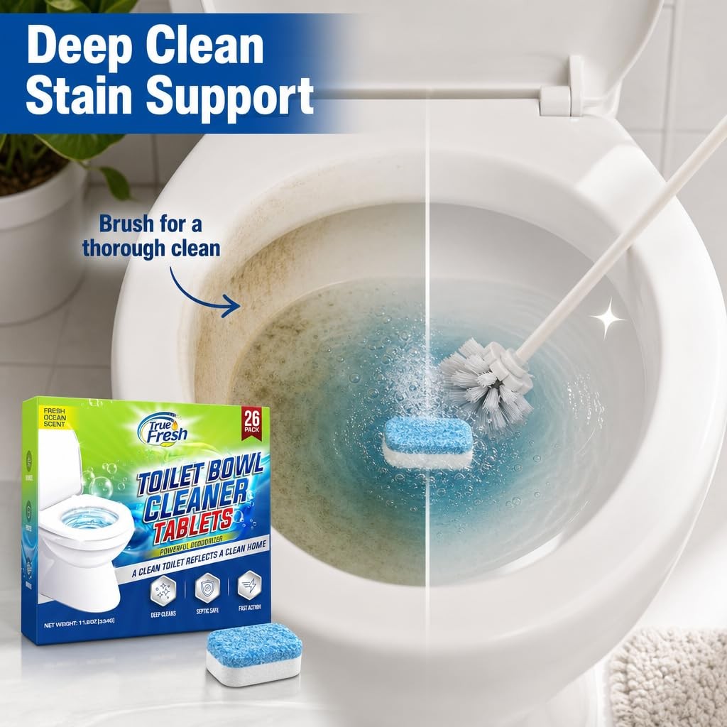 Septic Safe Toilet Cleaner Tablets Ocean Scent Toilet Bowl Cleaner 26 Pack