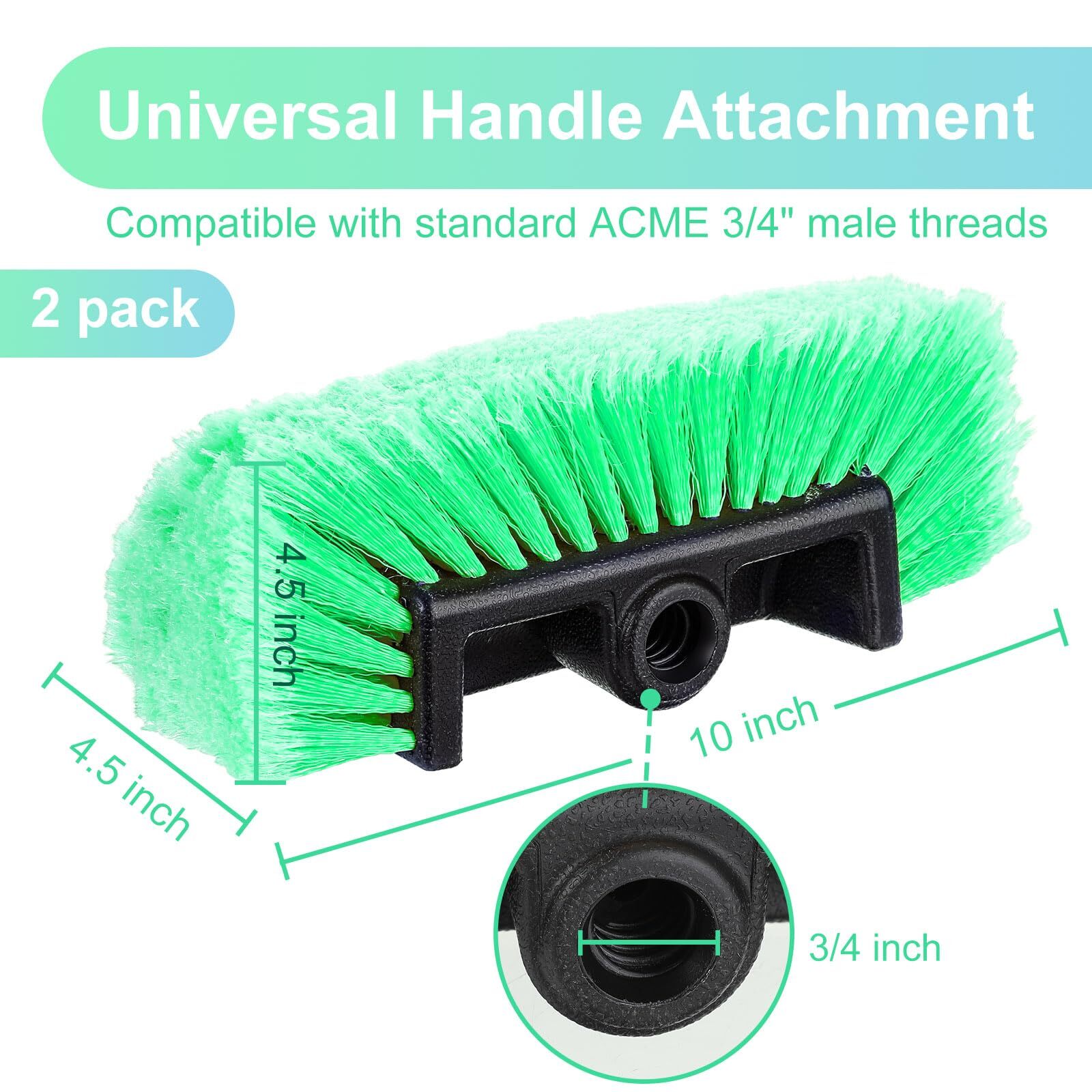 2 Pack 10 Inch Car Wash Brush Head with Soft Bristle for Car RV Boat Camper