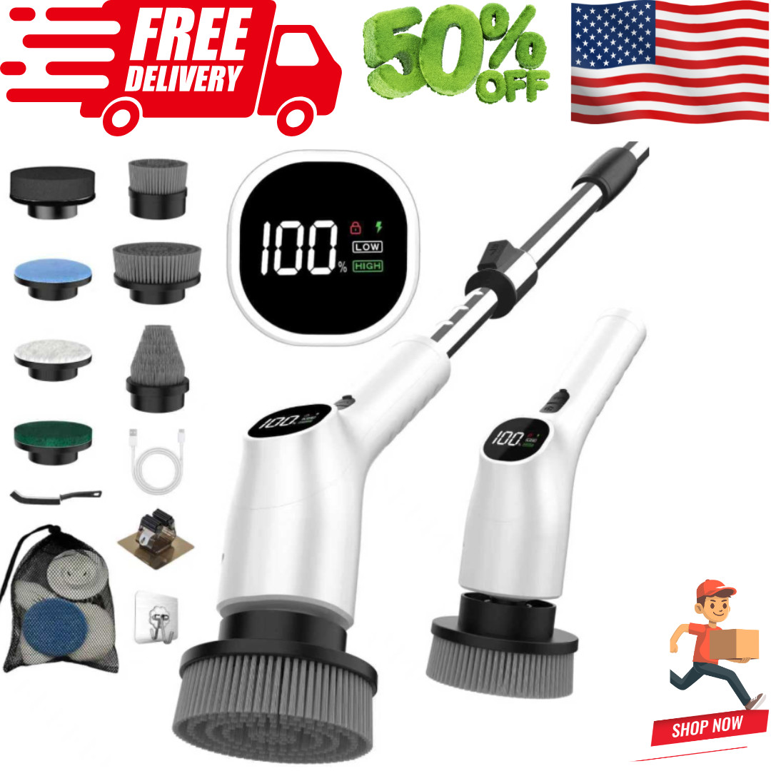 WKY-Electric Spin Scrubber – 10-in-1 Cordless Shower Scrubber & Cleaning Brush w