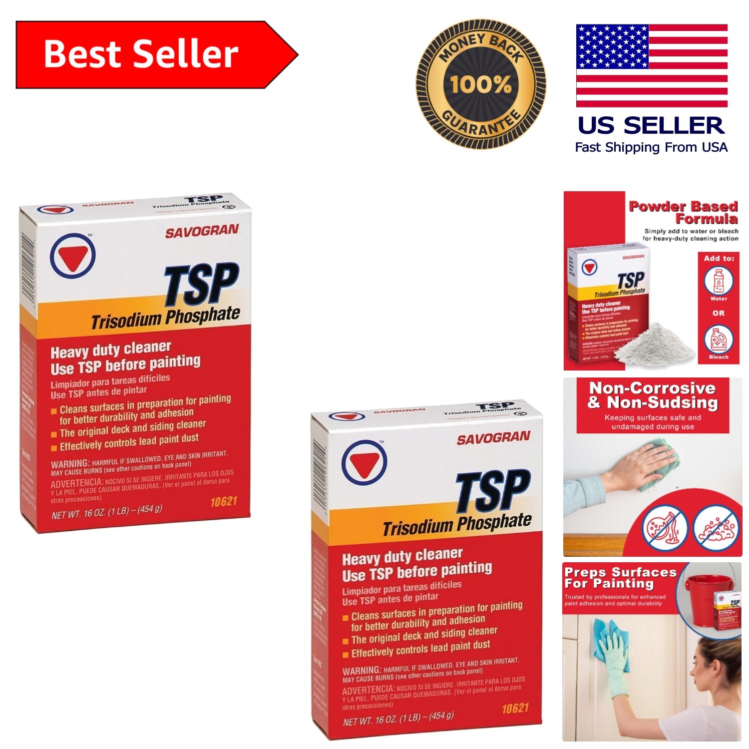 10621 Trisodium Phosphate TSP – Heavy-Duty Cleaner, Pack of 2 (16oz Each)