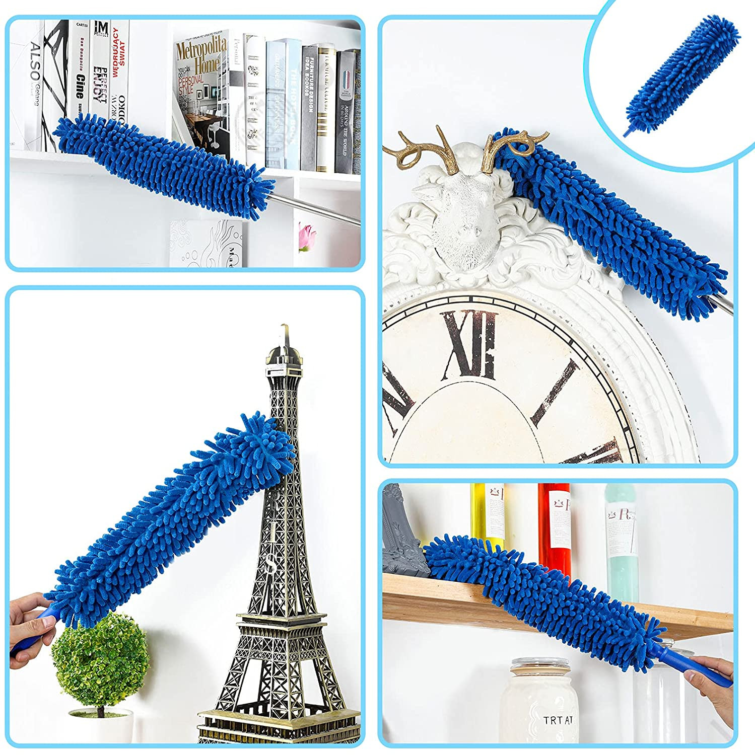 Duster, Microfiber Dusters with 2 Handle Sets, Durable 15-100 Inches Long Telesc